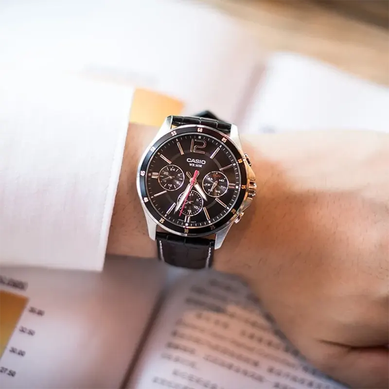 Casio Black Dial Multifunction Men's Watch- MTP-1374L-1AV